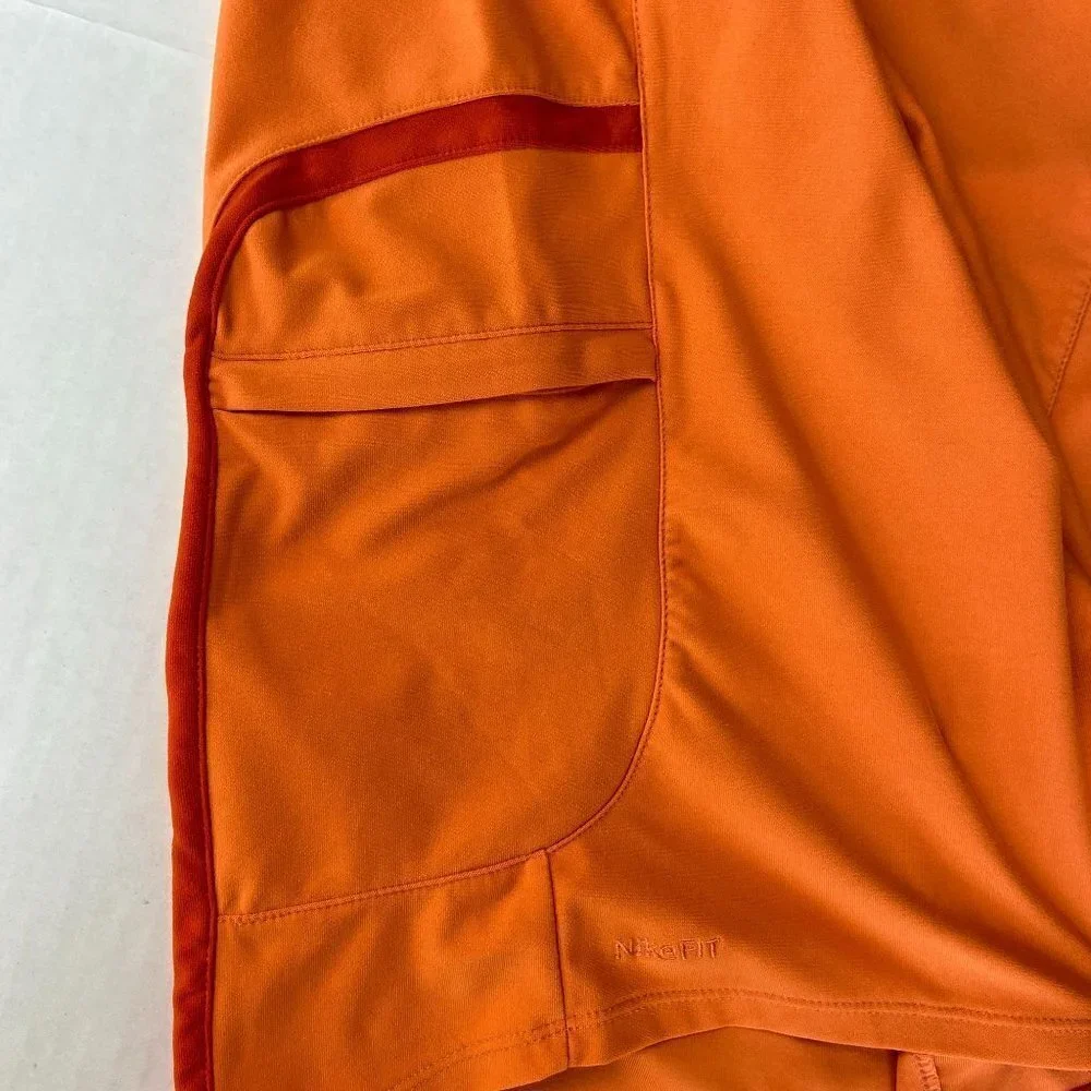 Nike Dri-FIT Orange Black Women Athletic Runner Shirt 3/4 Sleeve Performance Tee - Picture 6 of 10